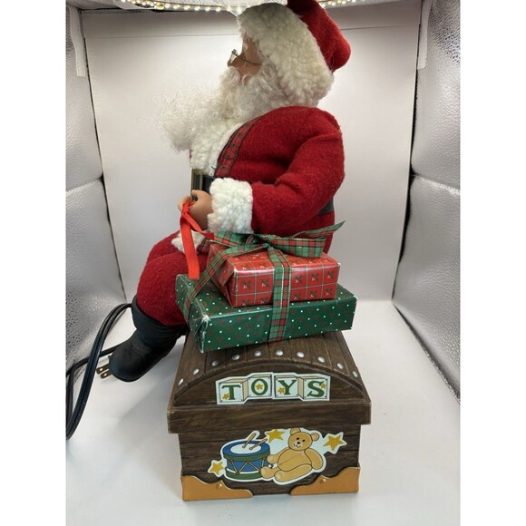 Vtg Animated Santa Claus Holiday Creations Movement Toy Chest Christmas Decor - Picture 4 of 7